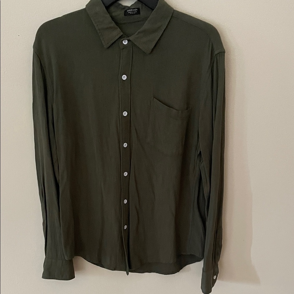 Coofandy Olive Green Button Down Shirt Size Small